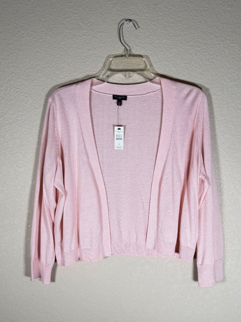 NWT Talbots Open Front Cropped Cardigan Pink Lightweight Casual